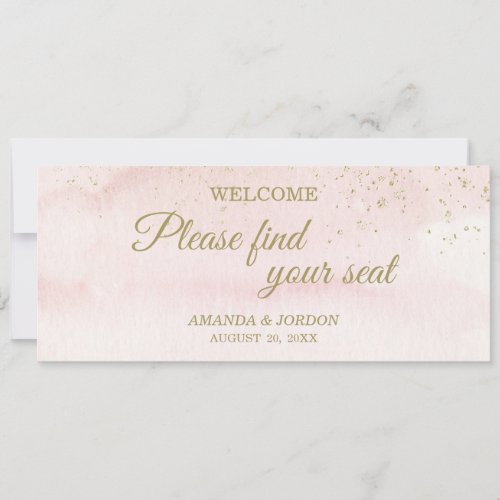 Pink Watercolor Gold Type Seating Chart Header