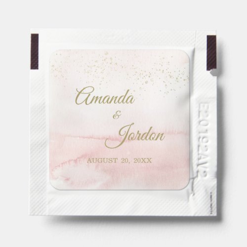 Pink Watercolor Gold Type Wedding Hand Sanitizer Packet