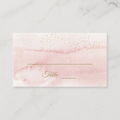 Pink Watercolor Gold Type Wedding Place Card