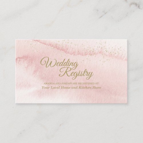 Pink Watercolor Gold Type Wedding Registry Enclosure Card