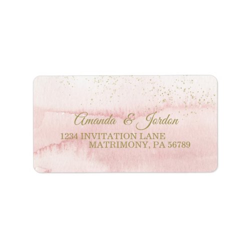 Pink Watercolor Gold Type Wedding RSVP Address Label