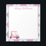 Pink Watercolor Golf Cart Name  Notepad<br><div class="desc">A charming unique golf cart -- pink watercolor -- tastefully done -- ready to run the course -- the notepad. This is a great gift for all golf lovers -- fun / attractive / unique. Personalize it with your/her name. If you have any design questions or a special request, please...</div>