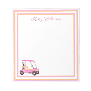 Pink Watercolor Golf Cart Name Notepad
