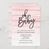 Pink Watercolor Gradient Oh Baby Shower Invitation (Front/Back)