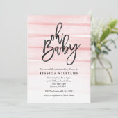 Pink Watercolor Gradient Oh Baby Shower Invitation (Standing Front)