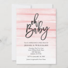 Pink Watercolor Gradient Oh Baby Shower Invitation