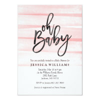 Pink Watercolor Gradient Oh Baby Shower Invitation