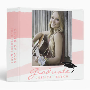 Pink Watercolor Graduation Keepsake Photo Album 3 Ring Binder