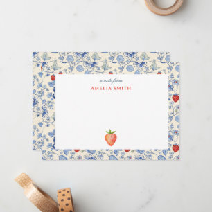 Pink watercolor Grandmillennial Strawberry Pastel  Note Card