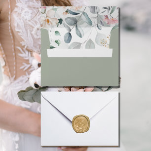 Pink Watercolor Greenery Wedding Envelope