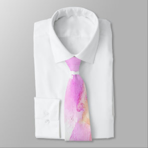 Pink Watercolor Grunge Color Wash Artistic Novelty Neck Tie