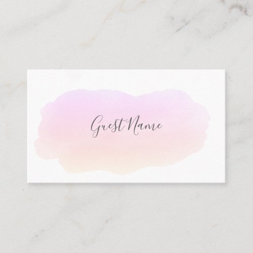Pink watercolor guest name place card