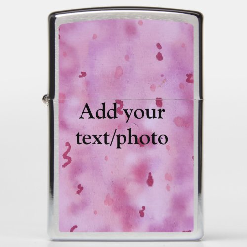 Pink watercolor hand painted abstract text add nam zippo lighter