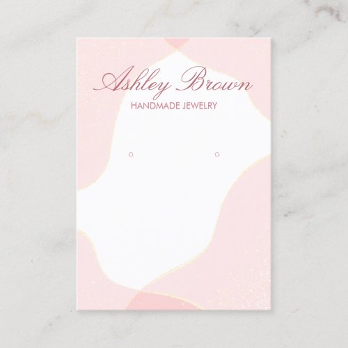 Pink Watercolor Handmade Earring Jewelry Display Business Card