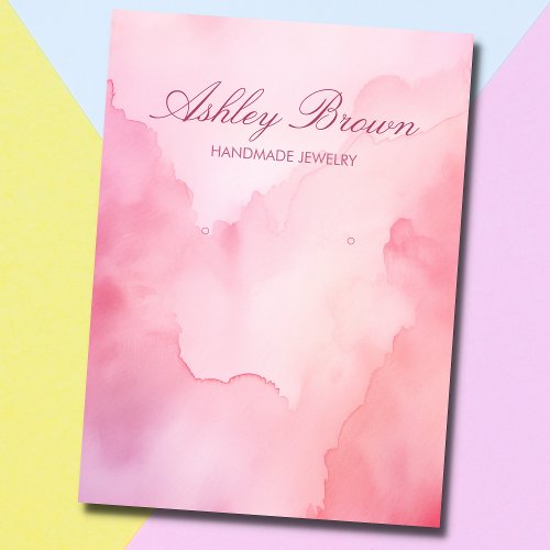 Pink Watercolor Handmade Jewelry Earring Display Business Card