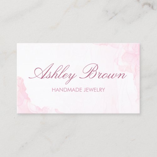Pink Watercolor Handmade Jewelry Necklace Earring Business Card