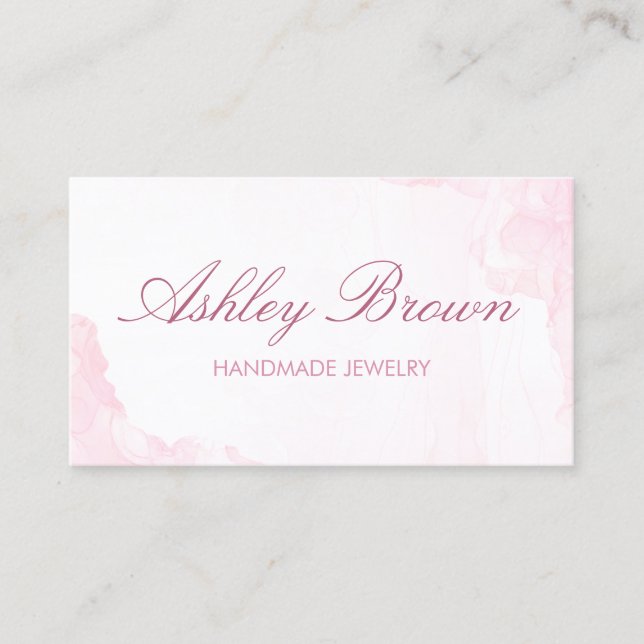 Pink Watercolor Handmade Jewelry Necklace Earring Business Card (Front)
