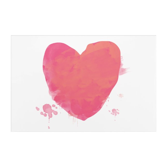 Pink Watercolor Heart Acrylic Print (Front)