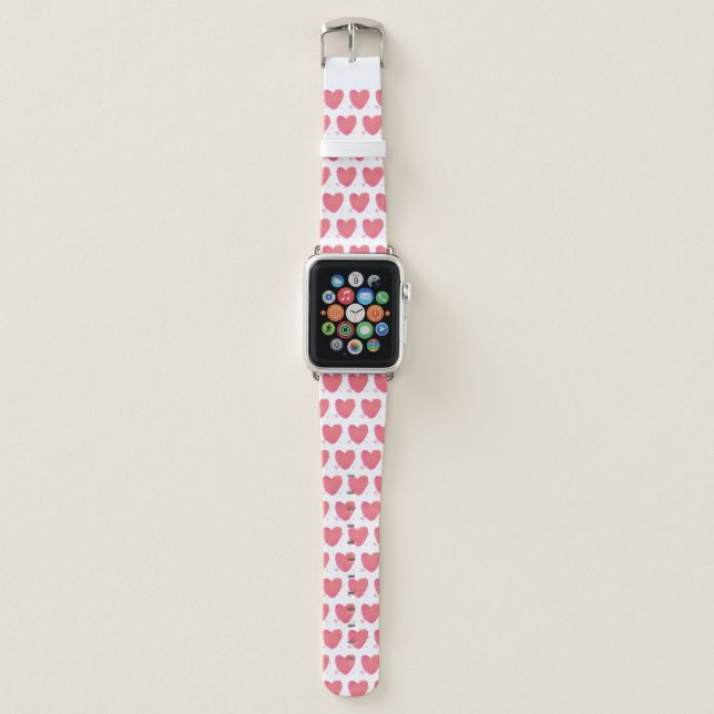Pink Watercolor Heart Apple Watch Band (Front)