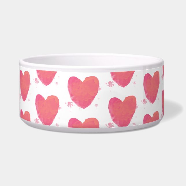 Pink Watercolor Heart Bowl (Front)