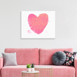 Pink Watercolor Heart Canvas Print