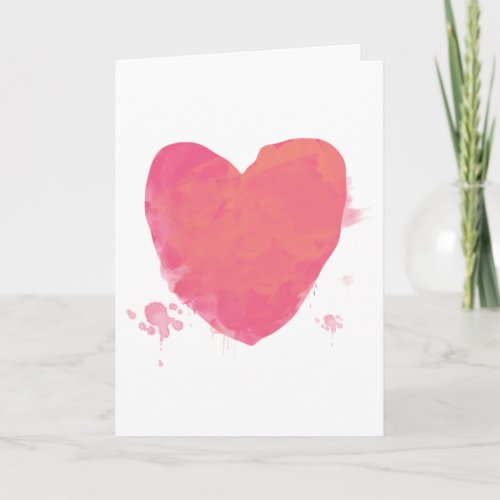 Pink Watercolor Heart Card