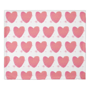 Pink Watercolor Heart Duvet Cover