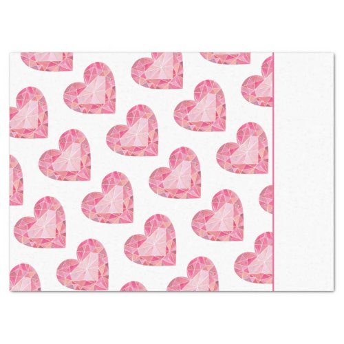 Pink Watercolor Heart Gem Glam Diamond Love Tissue Paper