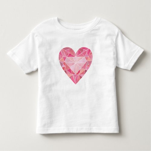 Pink Watercolor Heart Gem Glam Diamond Love Toddler T_shirt