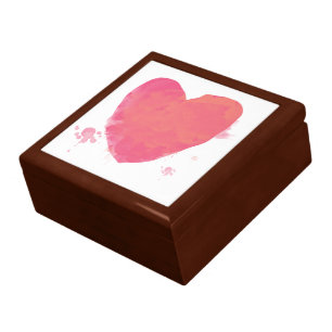 Pink Watercolor Heart Gift Box