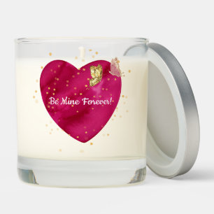 Pink Watercolor Heart & Gold Butterfly Valentine  Scented Candle