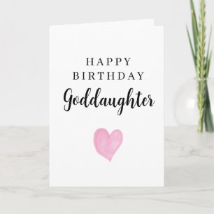 Pink Watercolor Heart Happy Birthday Goddaughter Card