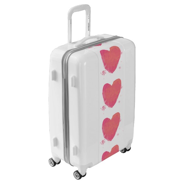 Pink Watercolor Heart Luggage (Rotated Left)