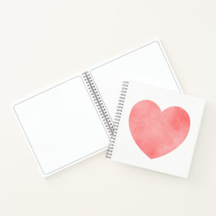 Pink watercolor heart pattern notebook