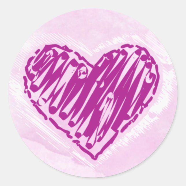 Pink Watercolor Heart Sticker (Front)