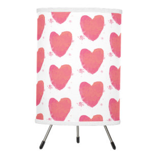 Pink Watercolor Heart Tripod Lamp