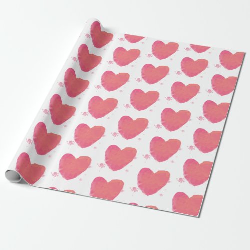 Pink Watercolor Heart Wrapping Paper