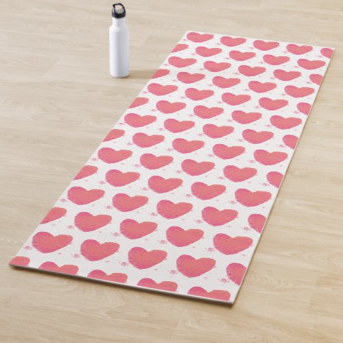Pink Watercolor Heart Yoga Mat