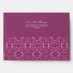 Pink Watercolor Hearts and Arrows Pattern Envelope