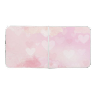 Pink Watercolor Hearts Background – Romantic Love  Beer Pong Table