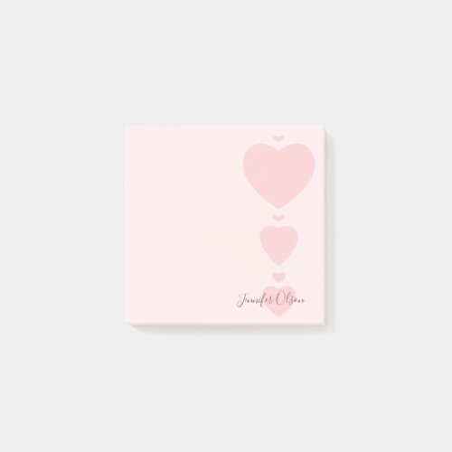 Pink Watercolor Hearts Elegant Chic Trendy Simple Post_it Notes