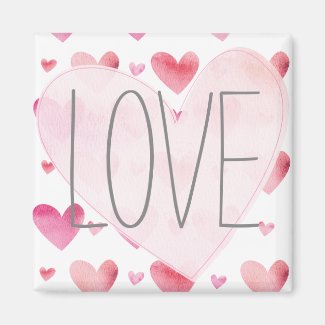 Pink Watercolor Hearts Love Valentines Pattern