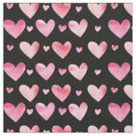 Pink Watercolor Hearts Valentines Fabric