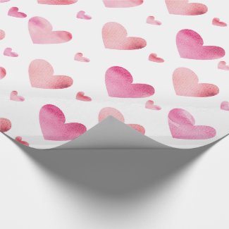 Pink Watercolor Hearts Valentines