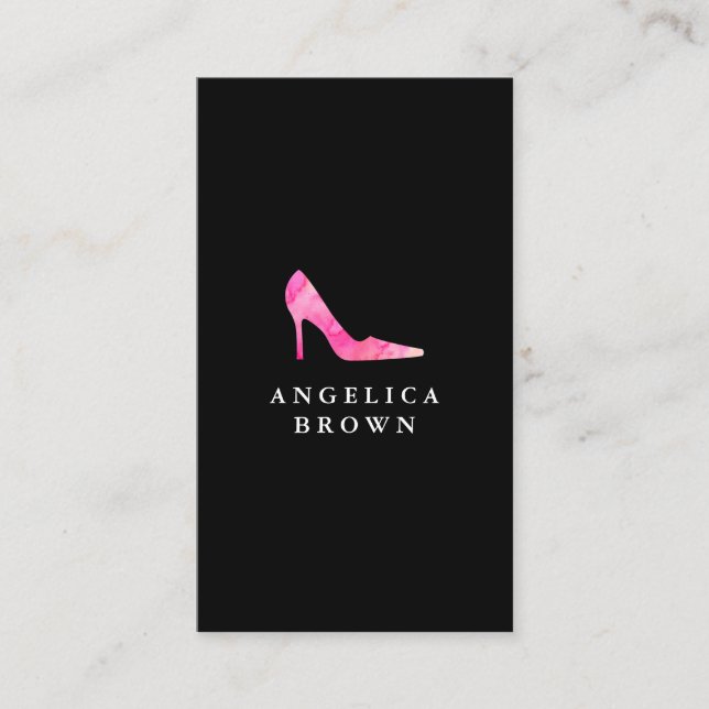 Pink Watercolor High Heel Shoe Business Card (Front)