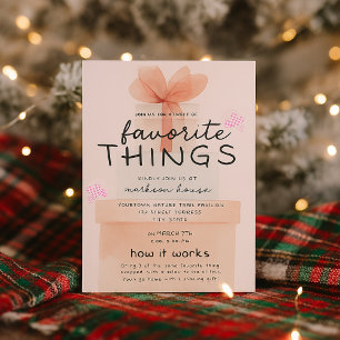 Pink Watercolor Holiday Favorite Things Party  Invitation