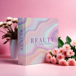 Pink Watercolor Holographic Design Beauty 3 Ring Binder