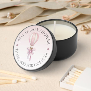 Pink Watercolor Hot Air Balloon Girl Baby Shower Mini Candle Favors