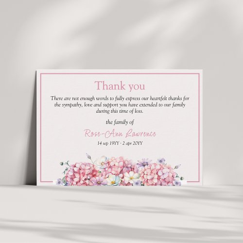 Pink watercolor hydrangea summer flowers funeral
