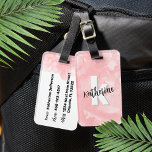 Pink Watercolor Initial Monogram Luggage Tag<br><div class="desc">A soft blush pink watercolor backdrop provides the canvas for a cute and contemporary monogram, featuring initials and name. The monogram's black and white color palette, composed of clean modern fonts mixed with a script font, exudes a simple yet fun charm. Whether you want to use your first name or...</div>